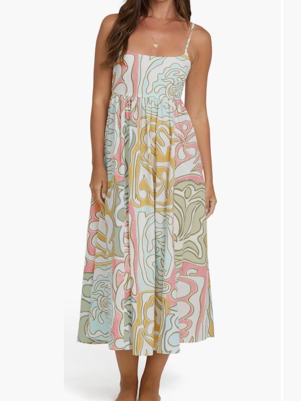 NWOT Billabong/Nordstrom Island Life Midi Dress-S-Linen/Cotton- Pastel- MSRP $88 - Picture 1 of 11